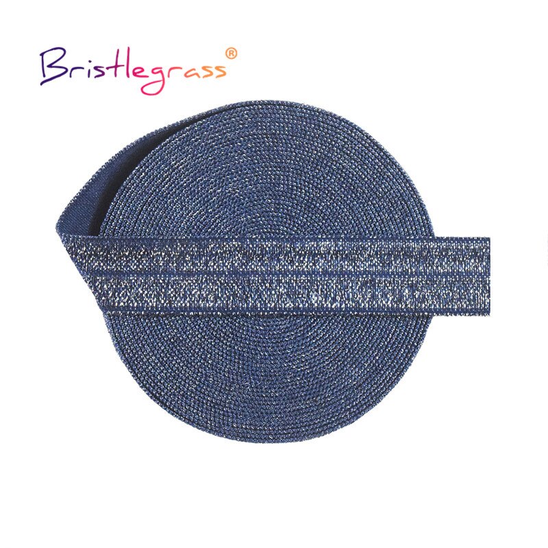 Bristlegrass Combo 13 Yard 5/8 &quot;15Mm Zilveren Glitter Vouw Over Elastiek Foe Spandex Band Tape Hair Tie Hoofdband jurk Naaien Trim