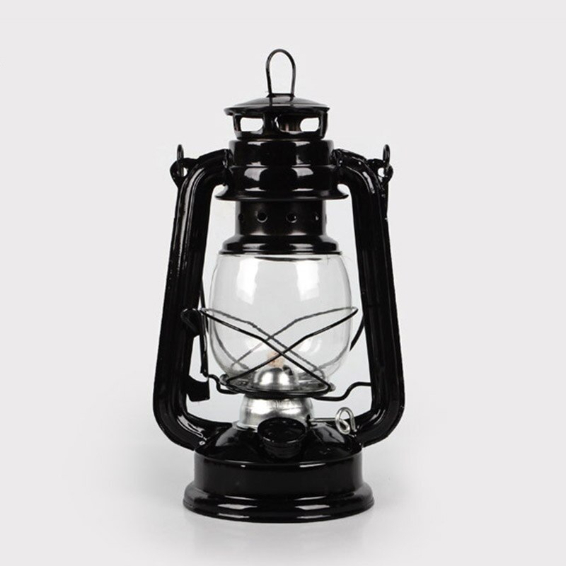 Retro Klassieke Kerosine Lamp 4 Kleuren Kerosine Lantaarns Lont Draagbare Verlichting Versiering DC112: Black