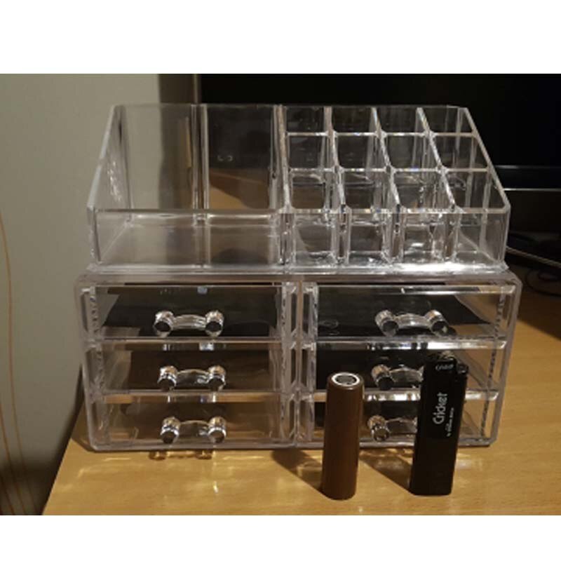 Heldere acryl make-up opbergdoos, nagellakrek, lippenstift, cosmetica opbergdoos, make-up kwast, make-up organizer