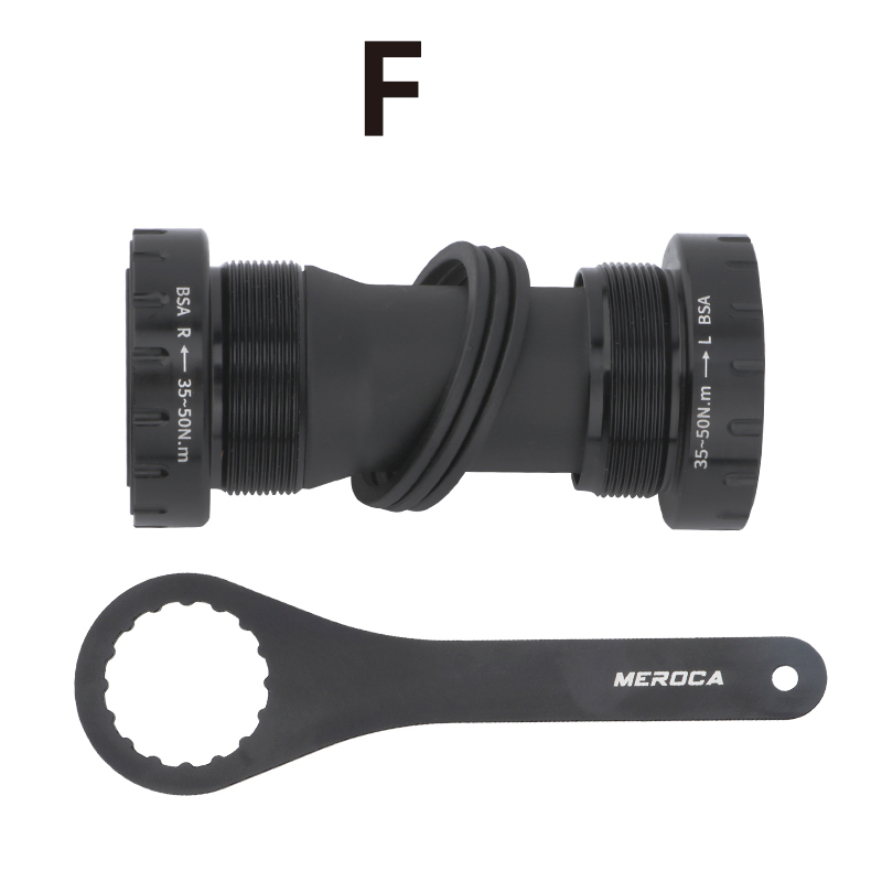 MEROCA Mountain Bicycle Bottom Bracket BSA Road Bike Suitable For 68-73mm BC1.37-24T 24mm Sealed Pelin MTB Center Axle: F
