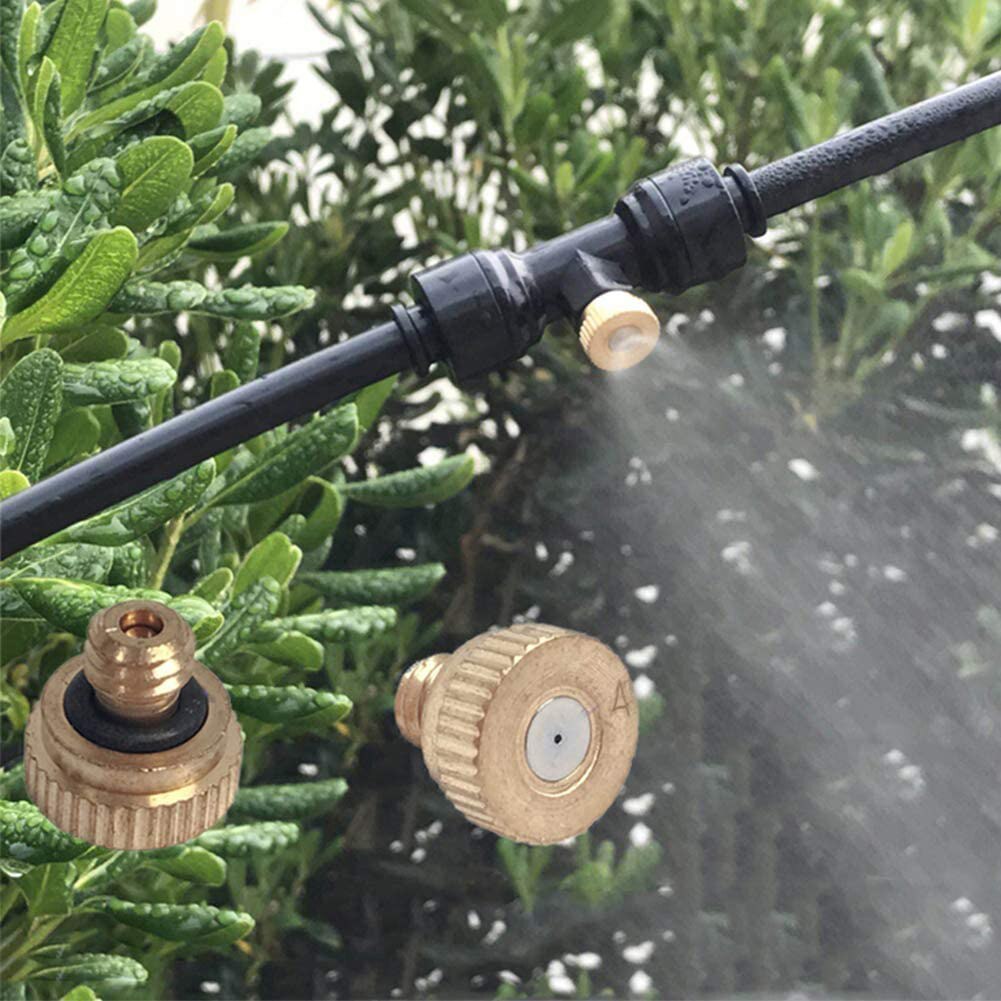 10pcs Misting Nozzle Tees Kit Brass Fog Nozzles for Outdoor Cooling System