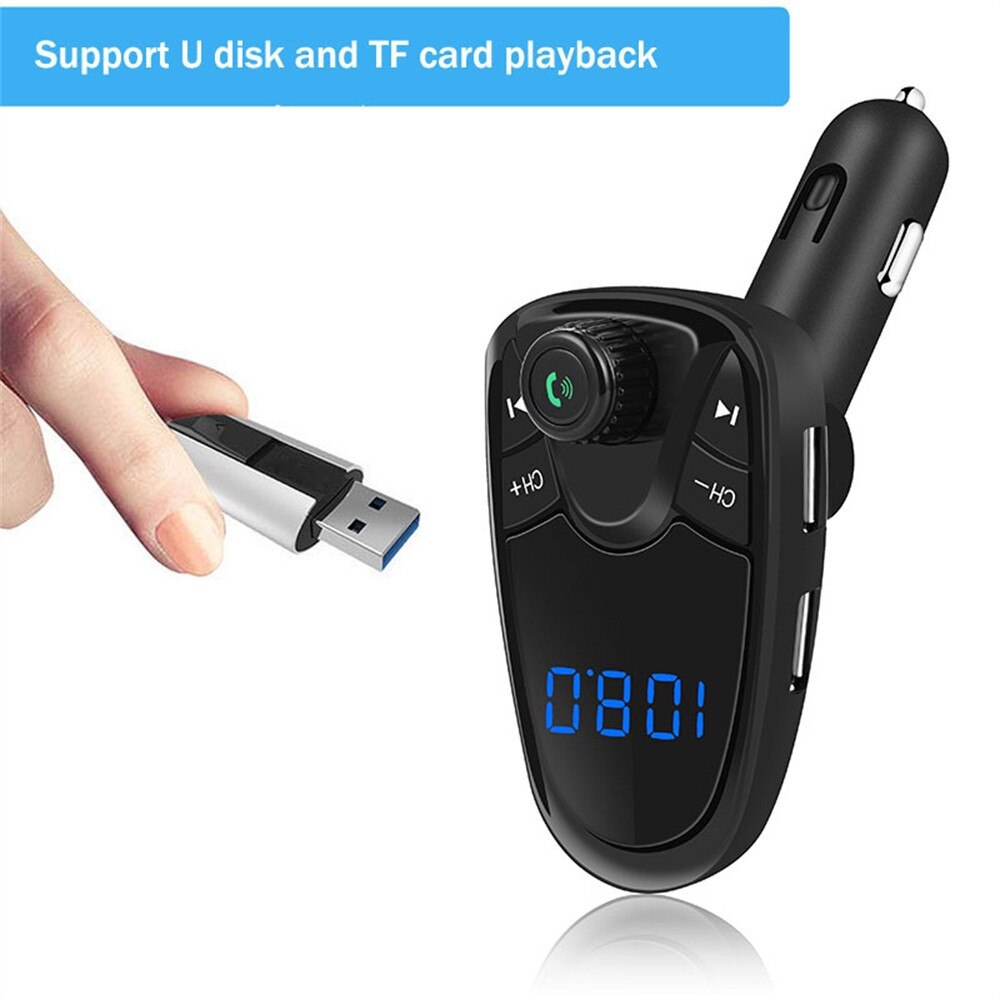 Bluetooth-fm-transmitter, fm-modulator für  mp3 spieler, freisprechfunktion, dual-usb-unterstützung, tf-karten-/usb-stick-unterstützung, autoradio für  mp3 spieler