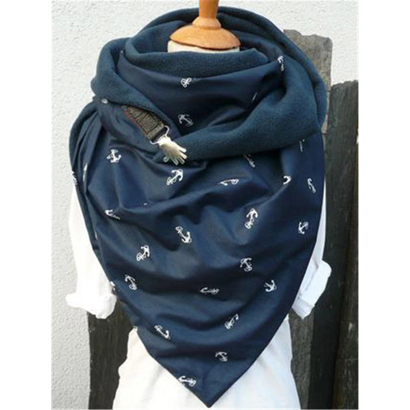 Foulard enroulé femme en cachemire | Imprimé écossais, style Triangle, boutons solides, décoration, écharpes chaudes en cachemire Pashmina: 14
