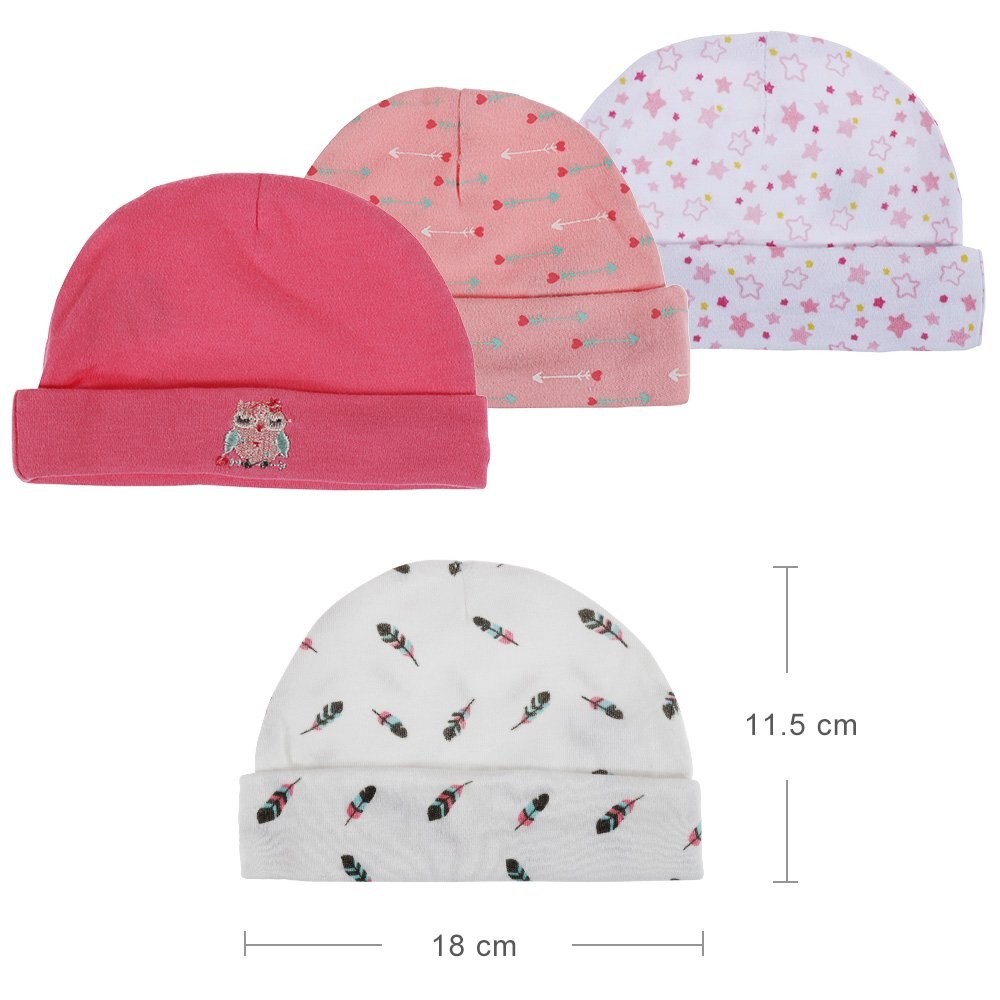 12pcs/pack Newborn Girl Baby Hats&Mittens 100% cotton Lovely Cartoon Infant set