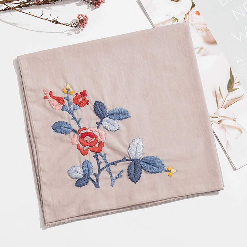 Handkerchief Embroidery Kit Needlework Flower Cross Stitch Set DIY Handwork Swing Handmade Craft Unfinished: 6