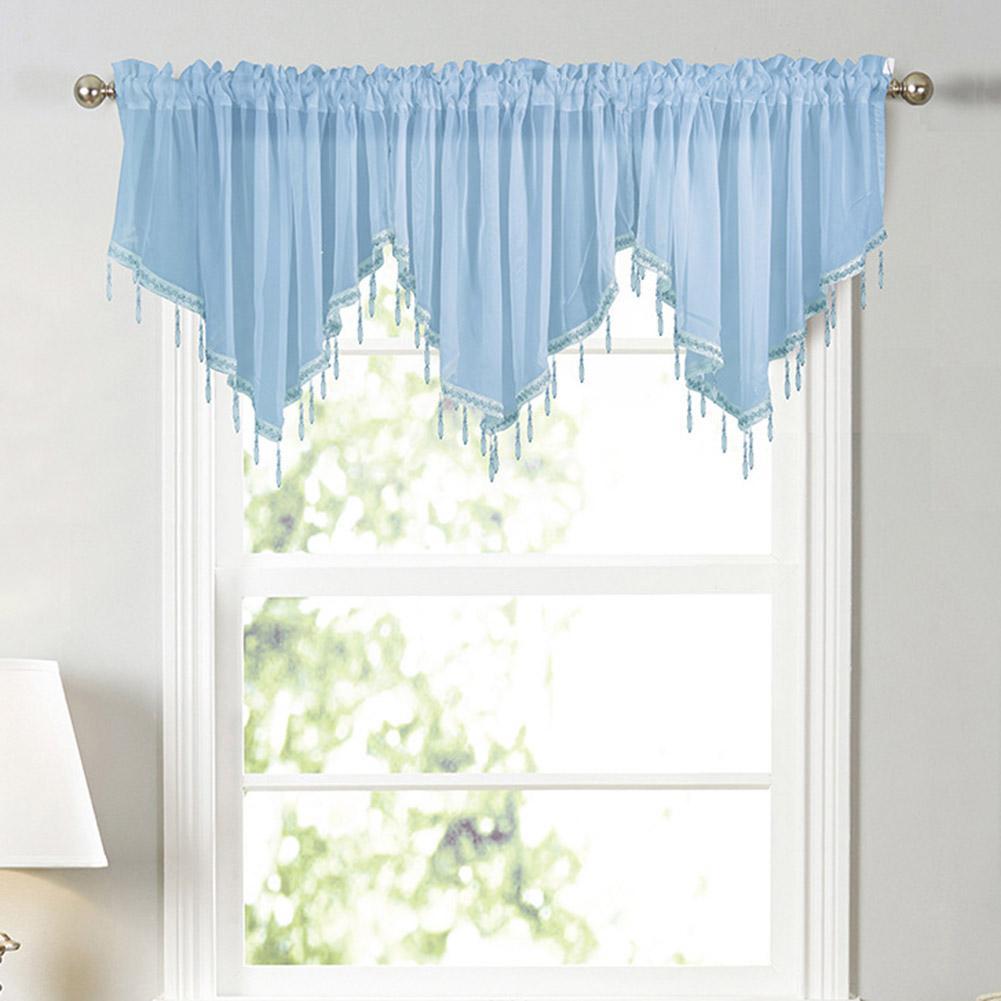 Solid Color Triangle Shape Kitchen Short Curtain Window Valance Drape Home Kitchen Living Room Bedroom Decor