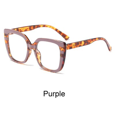 Ralferty retro leopard brillestel kvinder øjenbriller spring tempel brillestel til optisk nærsynethed briller  f95165: Lilla