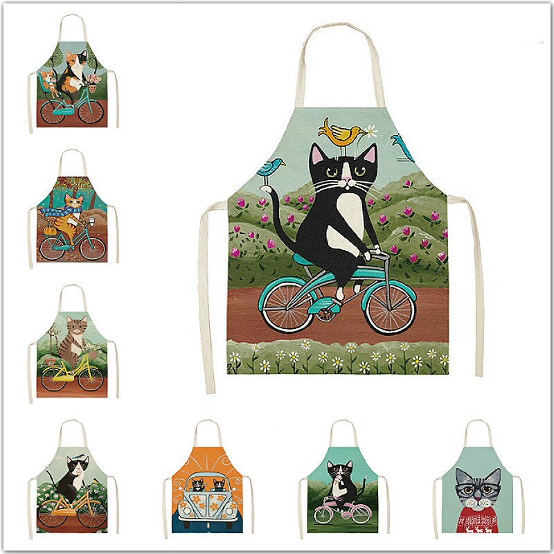 Tablier Parent-enfant Chaton Mignon Dessin Animé, Combinaison De Cuisine Antisalissure Sans Manches, Cuisson Domestique, Tablier Antisalissure Imperméable
