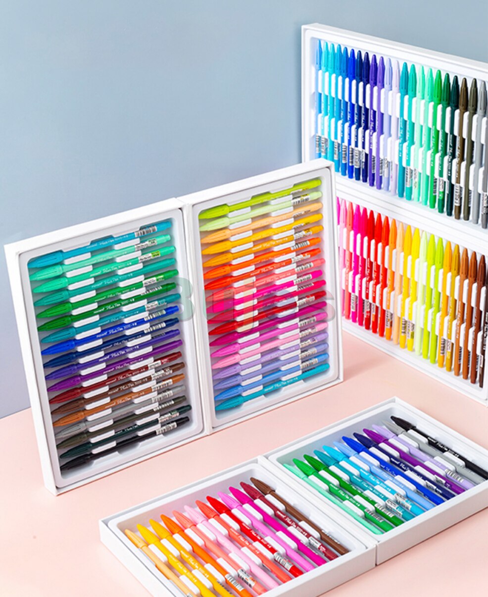 Monami 24/36/48 farve fiber pen akvarel vandbaseret fin linjemarkering akvarel pen boks sæt kunstforsyninger