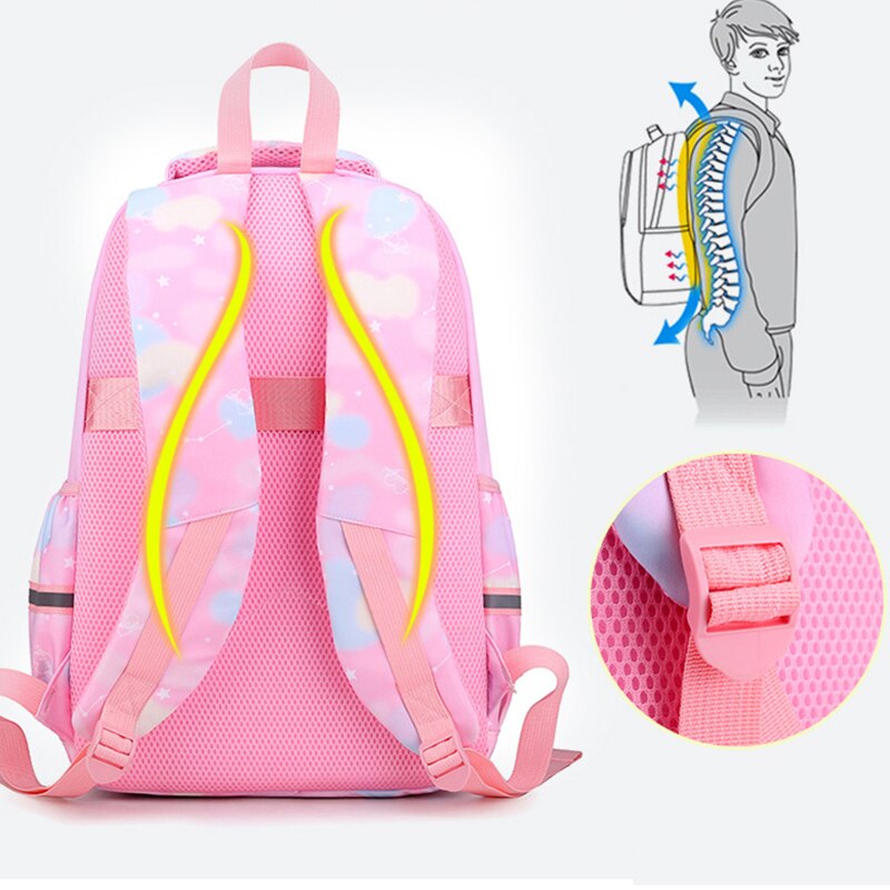 Mochilas escolares para niñas, conjunto de 3 piezas (mochila + bolso + Pencilbag), mochilas escolares informales de primaria, mochila de princesa rosa, bolso para niños