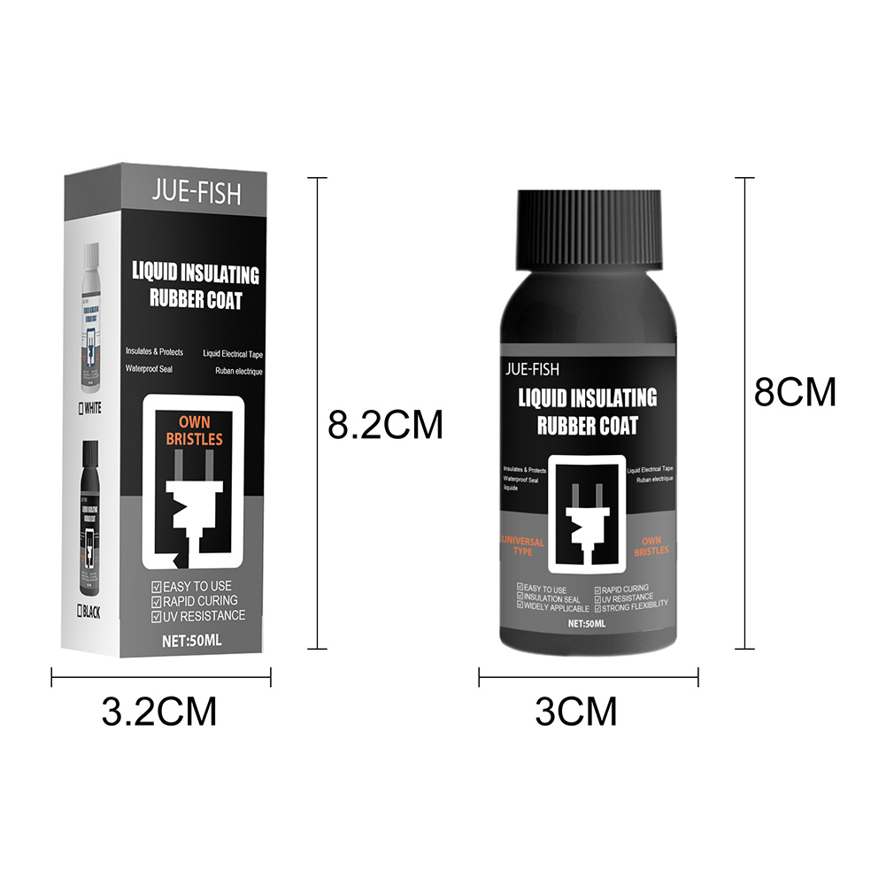 50ML Insulation Electrical Sealant Liquid Tape Paste Waterproof Anti UV Fast Dry Lamp Board Electronic Sealant No Corrosion: black