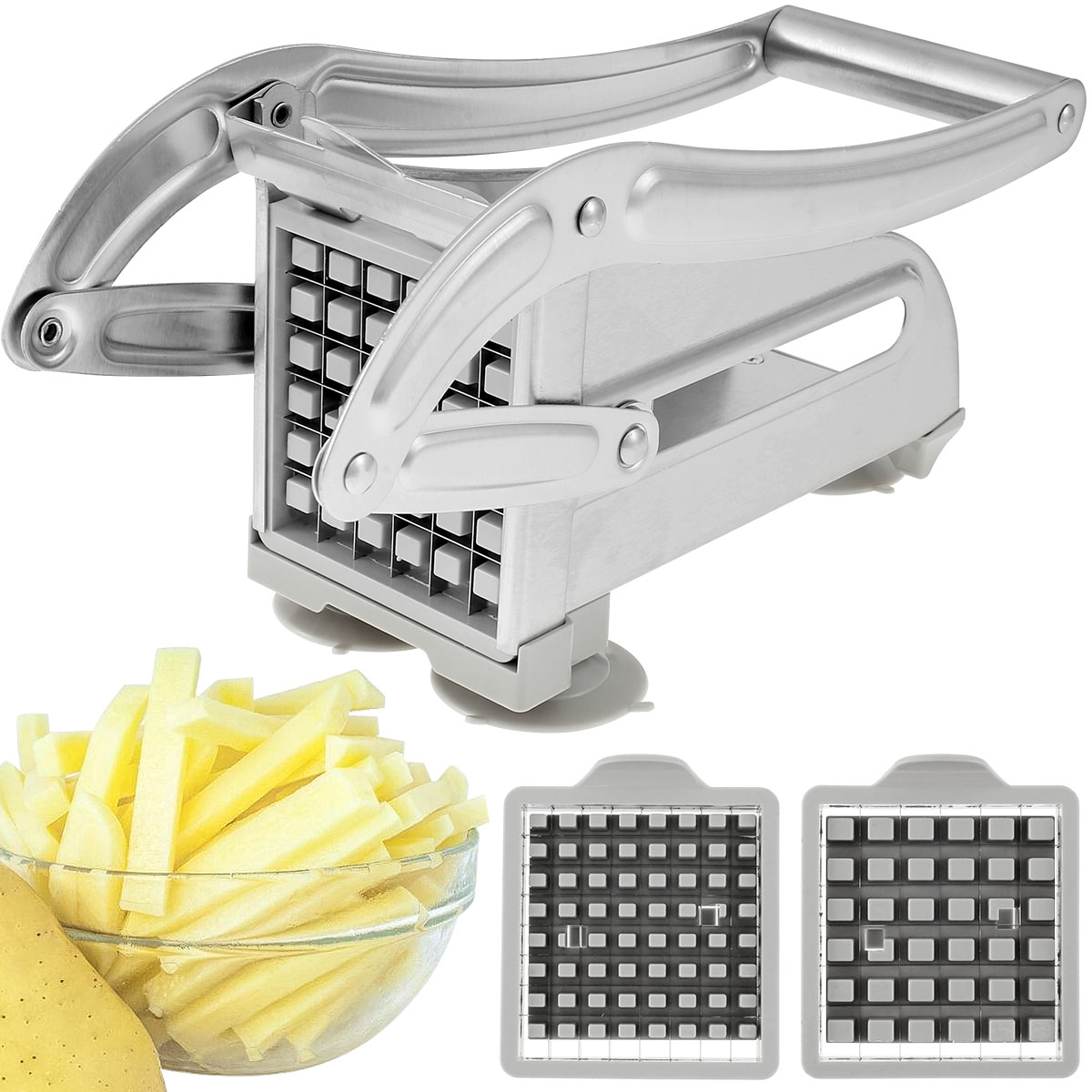 Franse Fry Cutter RVS Aardappelversnipperaar Snel Snijden Aardappelchipsnijder met 36/46 Gaten Messen Handmatige Voedselsnijder Dicer