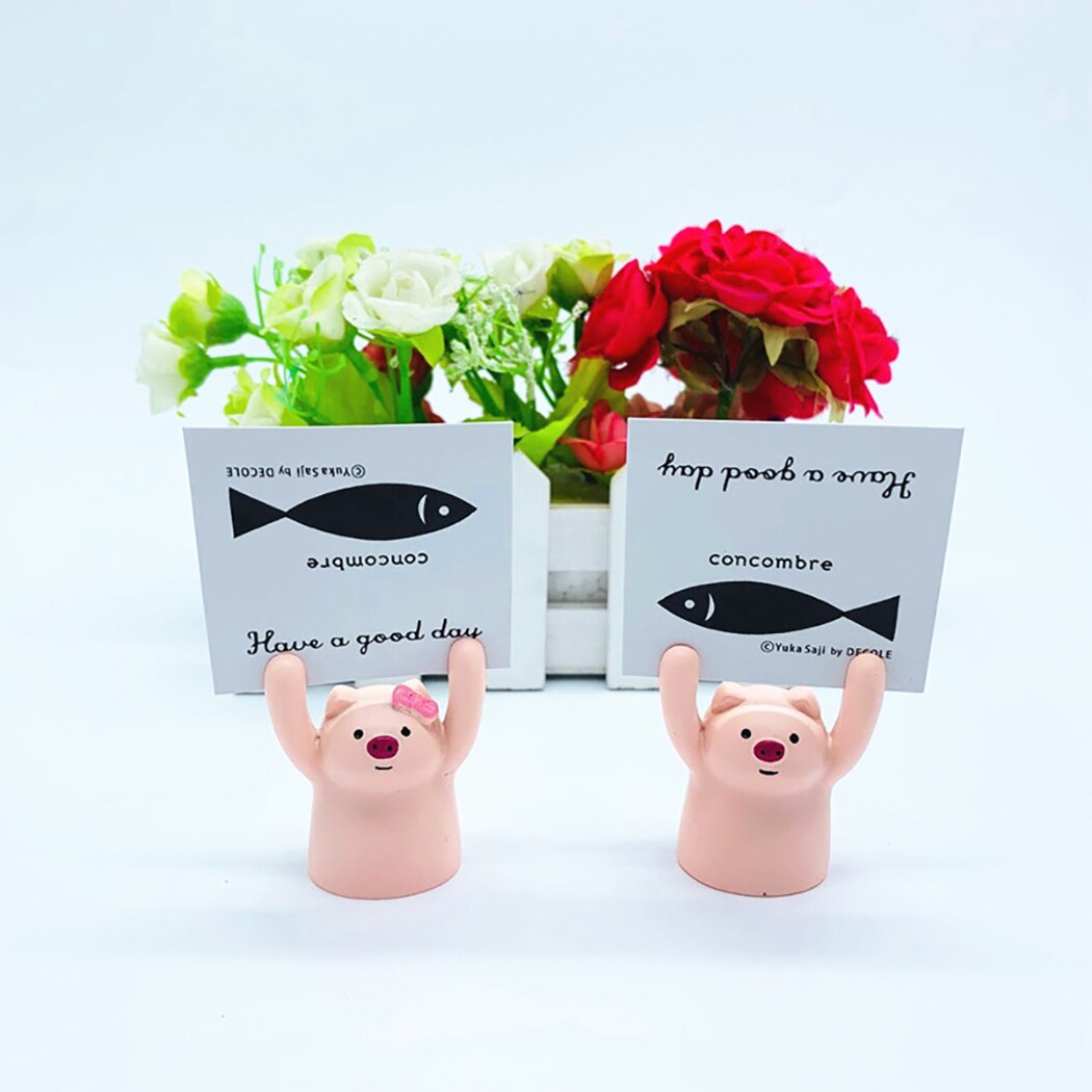 12Pcs Bruiloft Plaats Kaarthouder Tafel Kaarthouder Cartoon Mooie Varken Naam Card Stand Note Clip Tafel Card Nummer clip