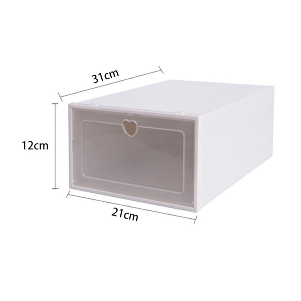 1pc Transparent shoe box storage shoe boxes thickened dustproof shoes organizer box can be superimposed combination shoe cabinet: White