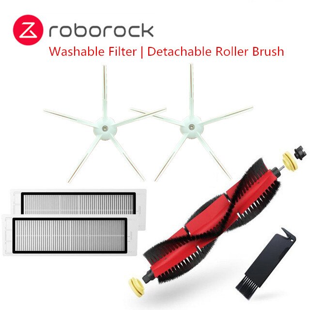 Original roborock tilbehør til  s5 max  / e4 / e5 / s45 max  / s6 maxv aftagelig hovedbørste, silikone sidebørste vaskbart filter: S5 maks. pakke 1