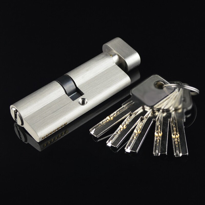 50mm 55mm 60mm European Lock Cylinder 5 keys Double Or Single Open Escape Knob Billiard lock core Brass Bedroom lock: Single Open / 90mm 45-45