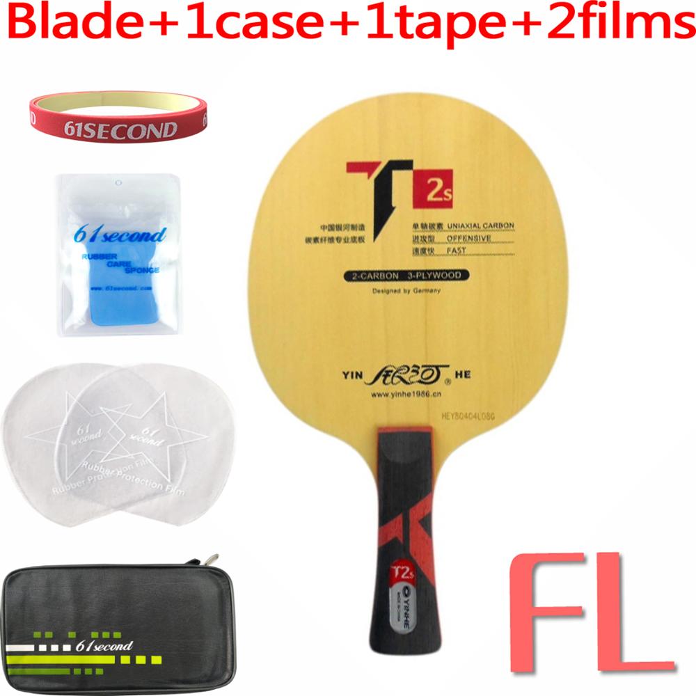 YINHE T2S Tafeltennis Blade (T-2S, 3 + 2 Hinoki Carbon, PRIMORAC CARBON Structuur) t2 Racket Ping Pong Bat Peddel Peddel: FL with F 1 case