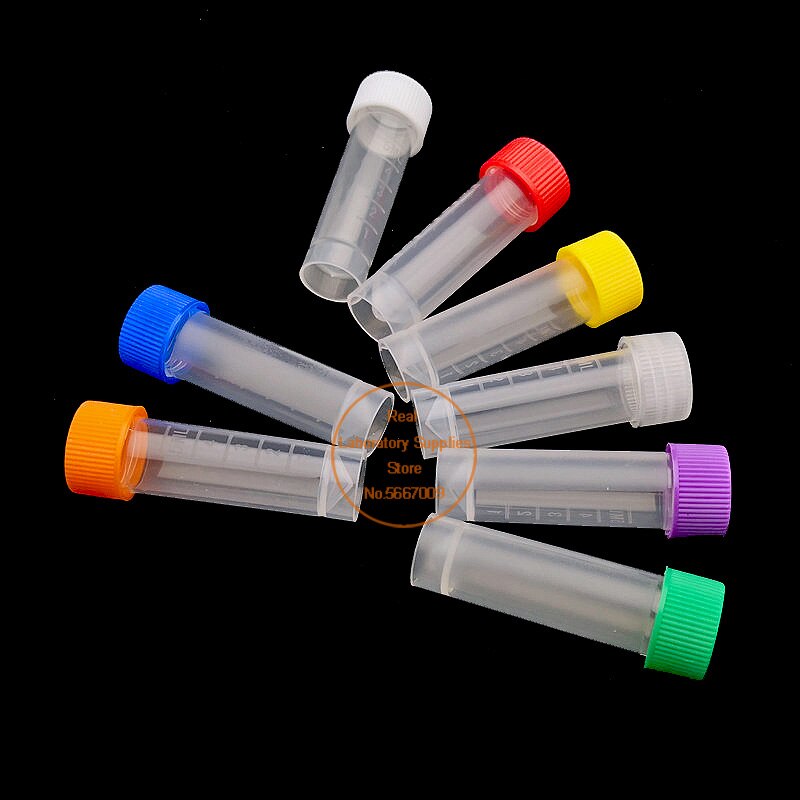 50pcs 100pcs 200pcs 300pcs 500pcs 5ml Cryovial Plastic Test Tubes Cryo Vial Freezing Tube with Gasket