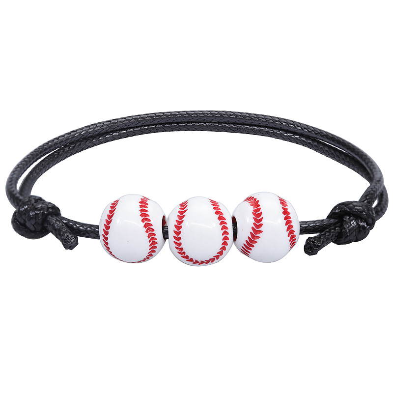 Nueva pulsera de béisbol de baloncesto, línea de cera tejida, pulsera de tenis y Rugby, joyería deportiva para niños y niñas BR1001: Estampado en caliente