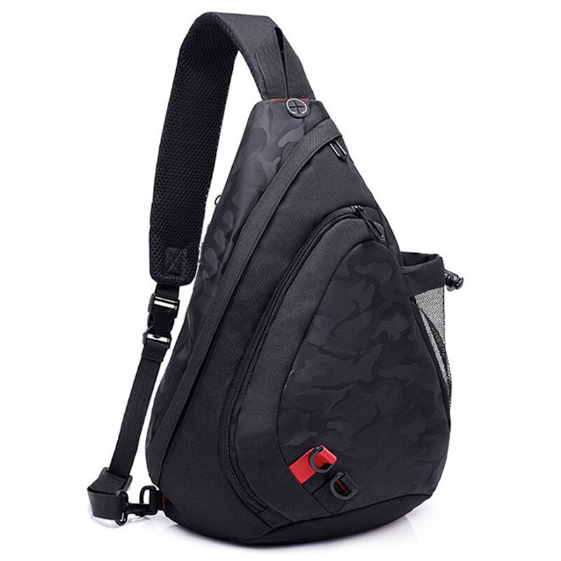 FGGS-Bolso pequeño de camuflaje negro impermeable para hombre, Mochila De chico, bandolera de un solo hombro para hombre: Black