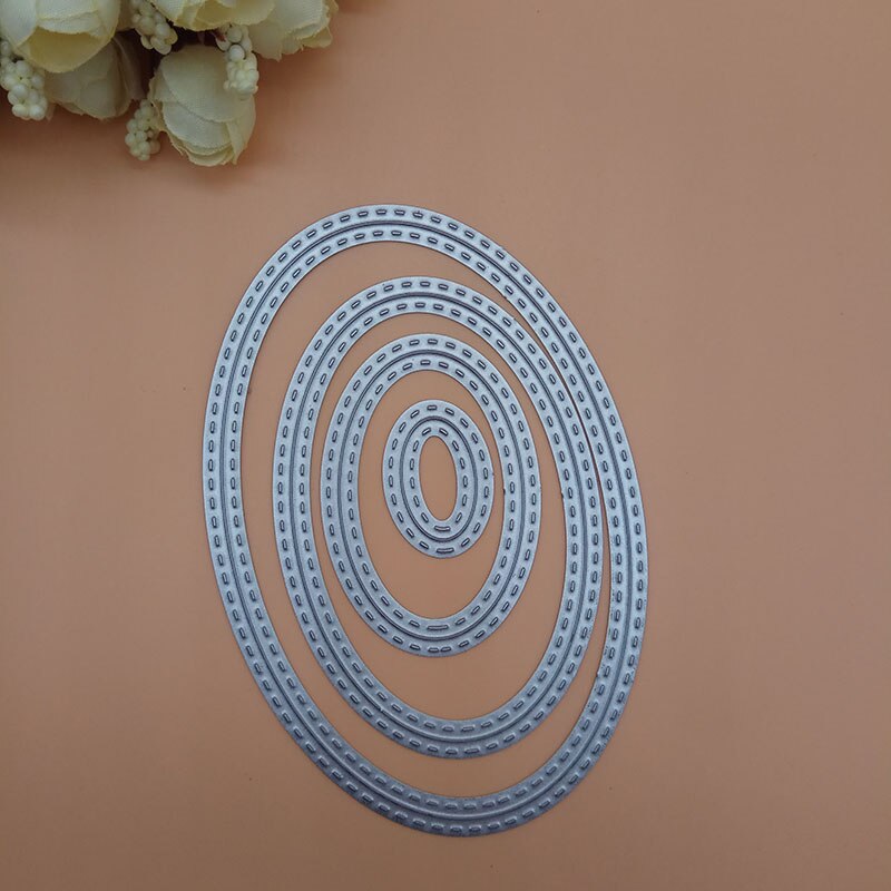 Metal Cutting Dies Oval Double Stitched Sewing Thread Frame Metal Cutting Dies For Scrapbooking Stencils DIY