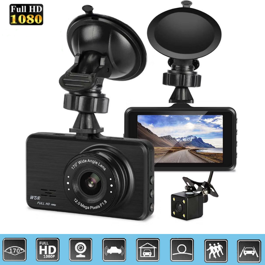 Jltart 3.0 "Auto Dash Cam Full Hd 1080P Rijden Recorder Dual Lens Voertuig Camera Car Dvr Met G-Sensor Nachtzicht 2 Camera 'S
