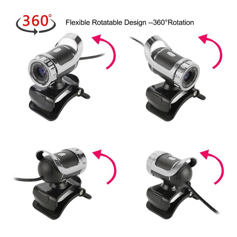 USB Webcamera 360 Degrees Digital Video Webcam with Microphone Clip CMOS Image for Computer PC Desktop Laptop TV Box