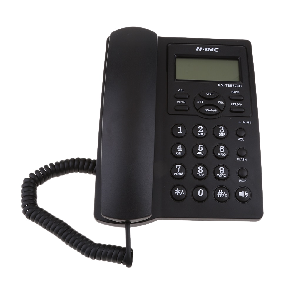 Landline Phone, Corded Desktop Telephone, Caller ID Display/Volume Adjustable for Home/Office Black