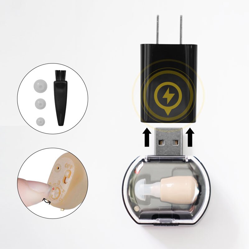 Hearing Aids Rechargeable Audifonos Portable Hearing Device High Power Sound Amplifier Adjustable Tone for The Elderly/Deafness