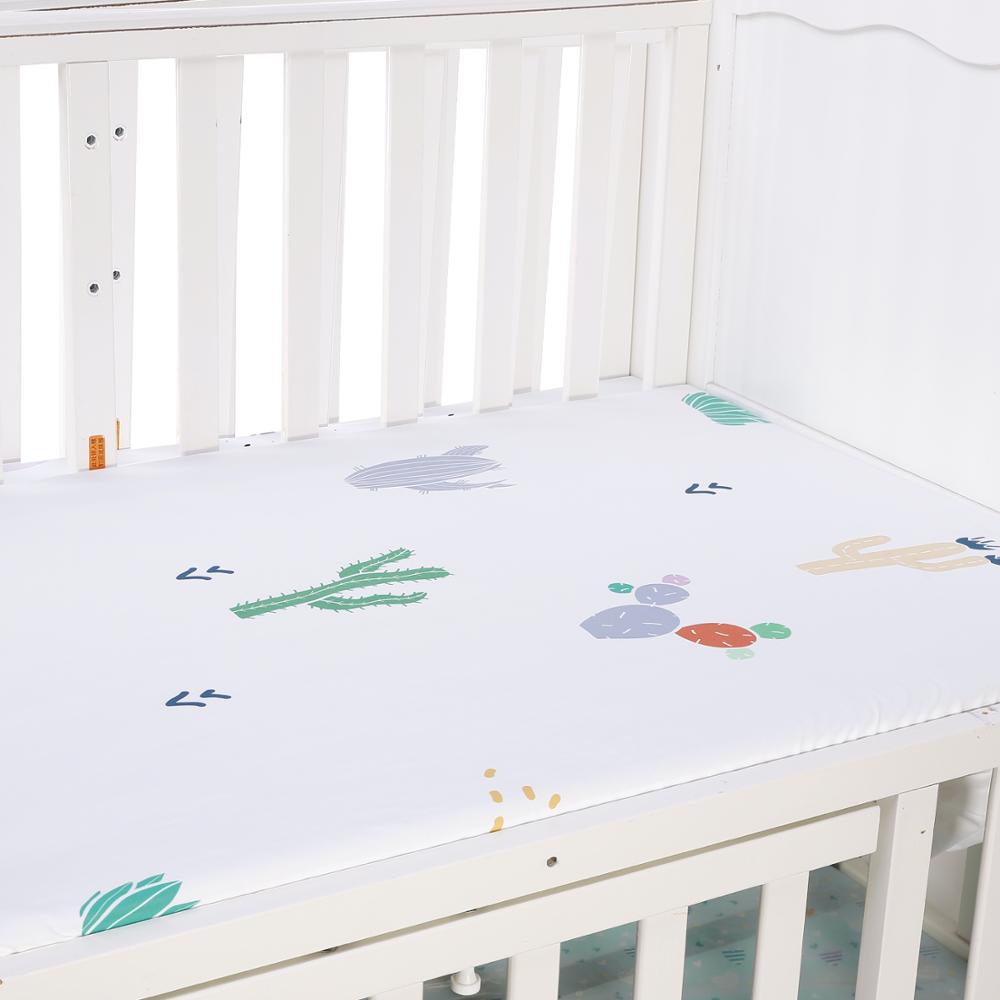 Baby seng madras dække blød beskytter tegneserie trykt nyfødt baby sengetøj til barneseng 100%  bomuld krybbe monteret ark størrelse 130*70cm: Zld 0008