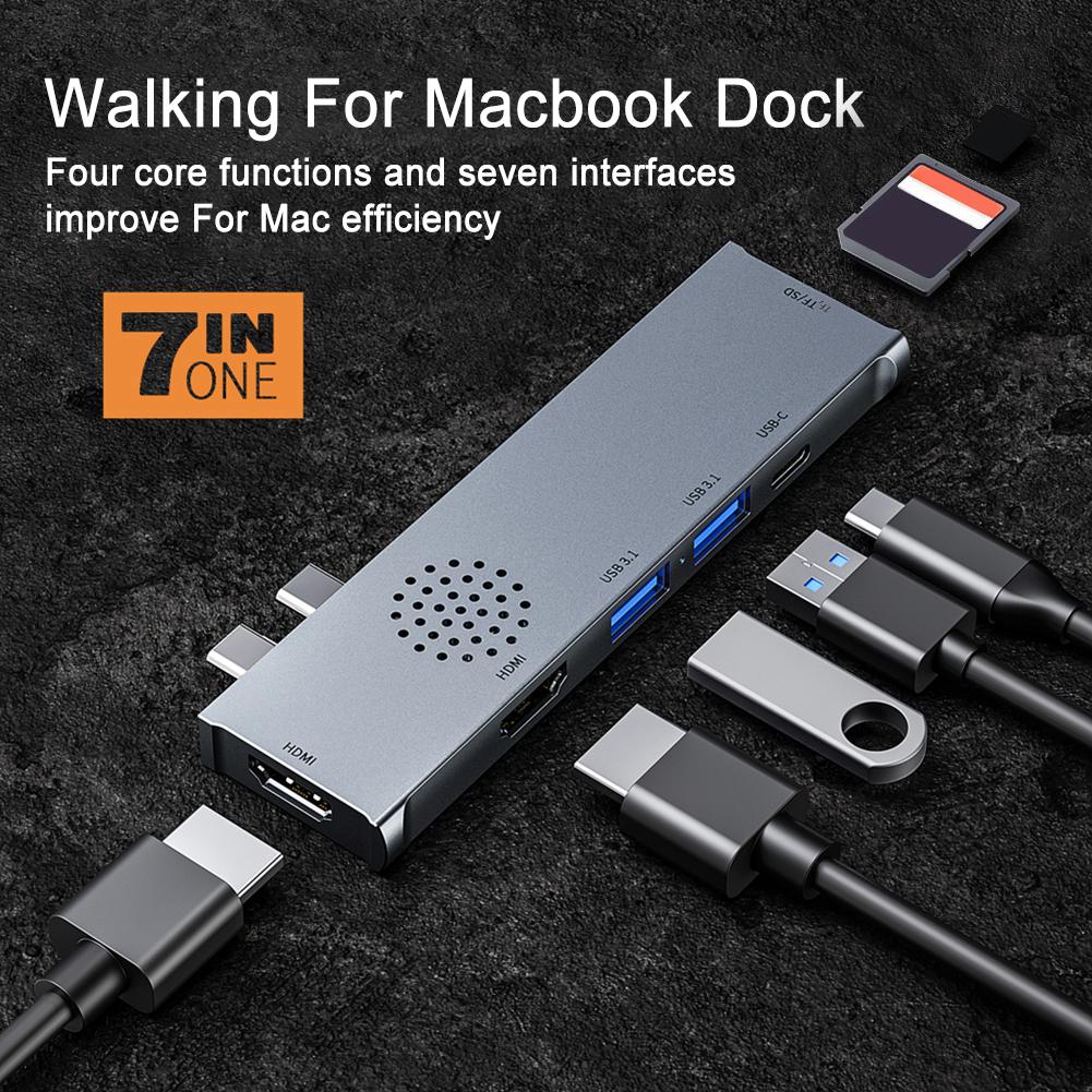 Dual-End Type-C Male Naar Dual Hdmi USB3.1 Pd 60W Docking Station Voor Macbook/Pro Laptop Docking Station Dual Monitor