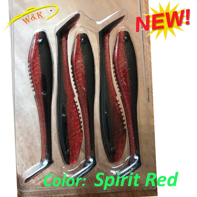 WK-leurre souple de type poisson nageur disponible en deux couleurs, appât artificiel idéal pour la pêche en eau douce, à l'alose, 4.1 pouces, 10.5cm, lot de 5 unités par lot: Spirit Red 4 (1)