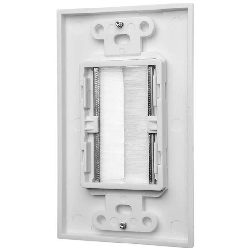 Placa de pared de cepillo, estilo Decora, Cable de paso a través de inserto para cables, correa de acceso de Cable de banda única, enchufe de pared
