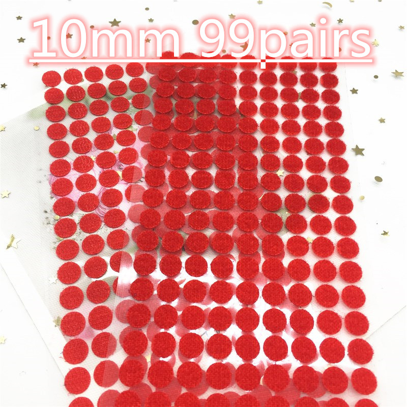 30mm 10mm colorido redondo adesivo auto adesivo prendedor fita ganchos e laços forte cola fita diy dot adesivo disco de náilon: 10mm red 99pair