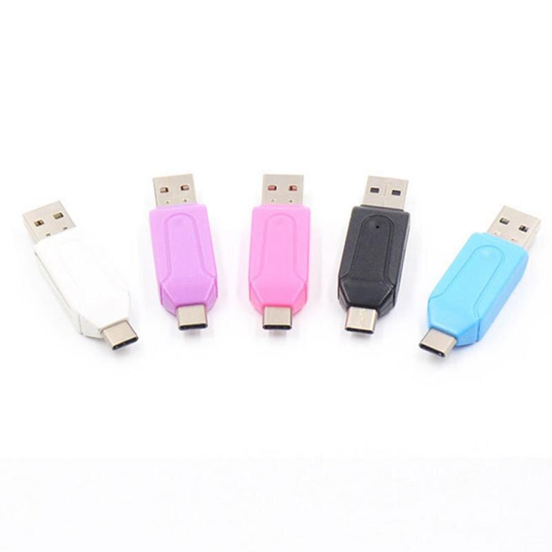 1Pcs Universele 2 In 1 Type-C Usb Otg Adapter Universele Micro Tf Sd Kaartlezer Universele Type-C Usb Otg Tf/Sd-kaartlezer