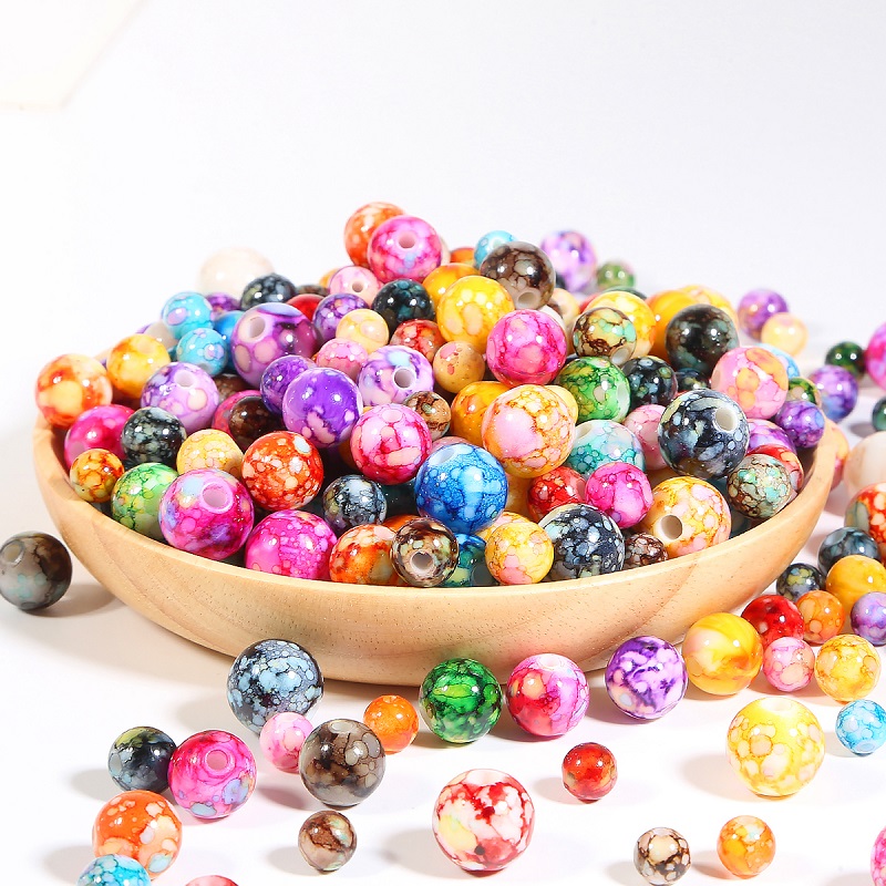 Blandet farve 8mm/10mm/12mm/14mm akrylperler runde løse mellemrum perler diy håndværk beklædningsgenstande til dekoration sy tilbehør: 8mm 100 stk