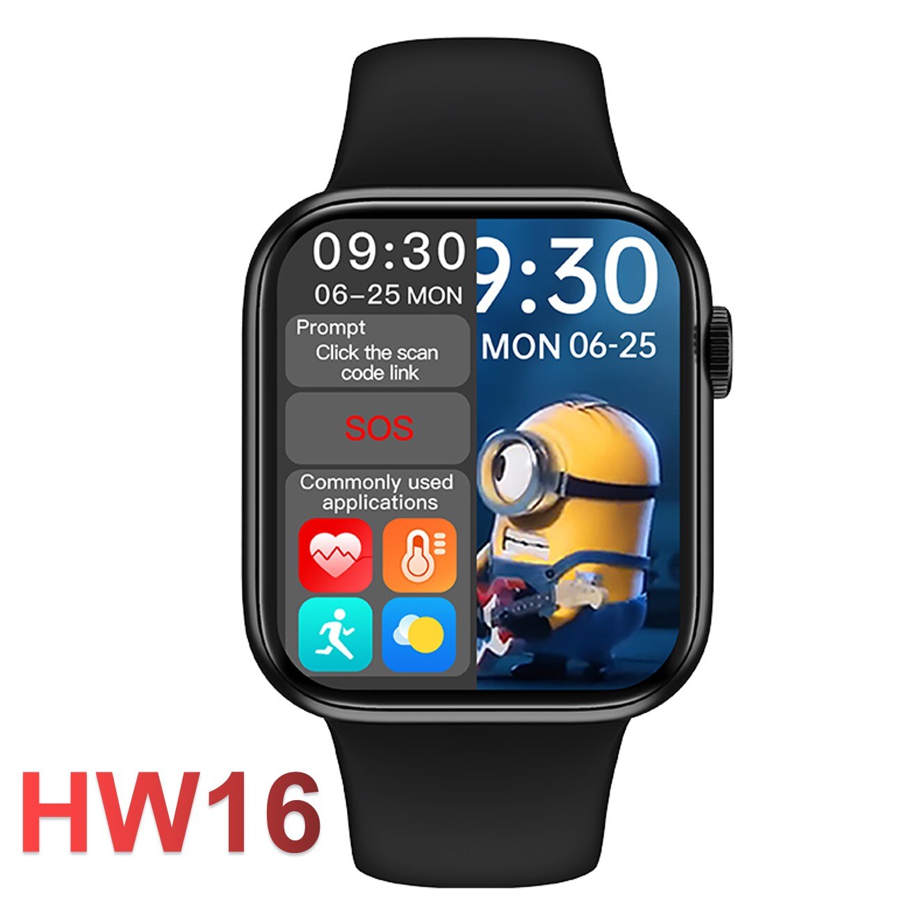 neue IWO 13 HW16 Smart Uhr 1.72 "Bluetooth Anruf Nach Zifferblatt Drehbare Button Heart Rate Monitor Split-Screen smartwatch