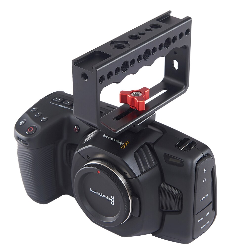 Vlogmagic baixo ângulo superior lidar com aperto estabilizador com arri 3/8 "buraco para câmeras dslr mirrorless gaiola