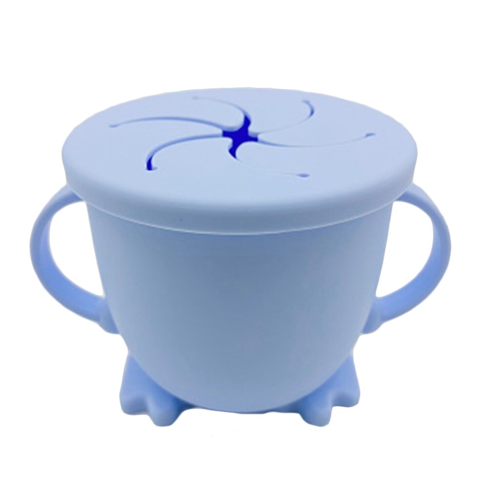Babyvoedingsbekers, babyleerbekers, babydrinkgerei, siliconen snackbekers voor peuters en kinderen met siliconen babytrainerbeker: Lichtblauw