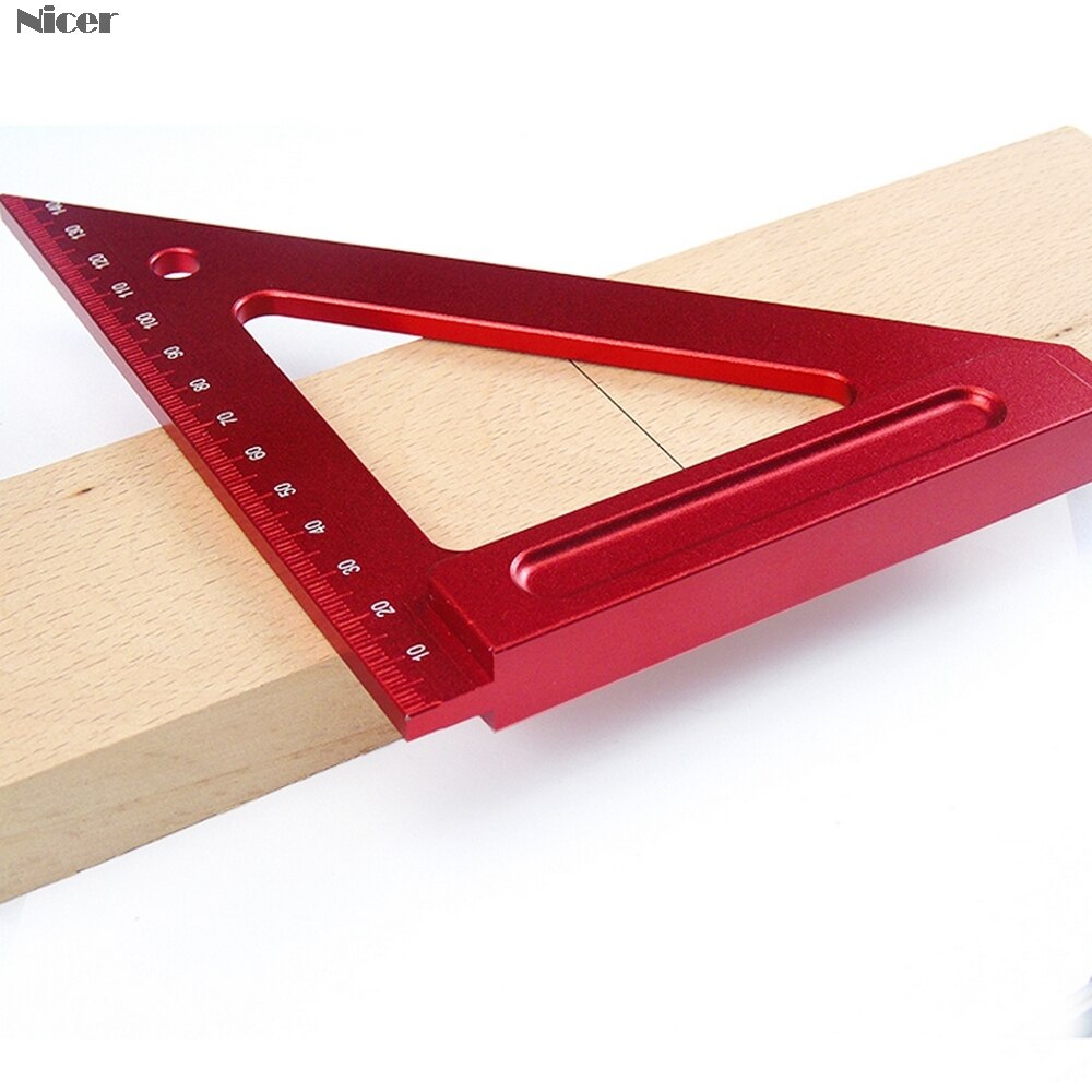 Aluminum Alloy Metric Woodworking Precision Triangle Ruler Carpenters Square Hole Positioning Measuring Ruler Gauge Tool