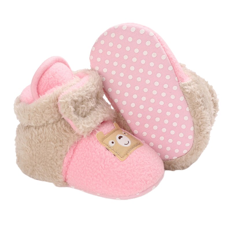 Babyjongens meisjes fleece laarsjes peuters cartoon warme katoenen schoenen met antislip onderkant: Roze / 11