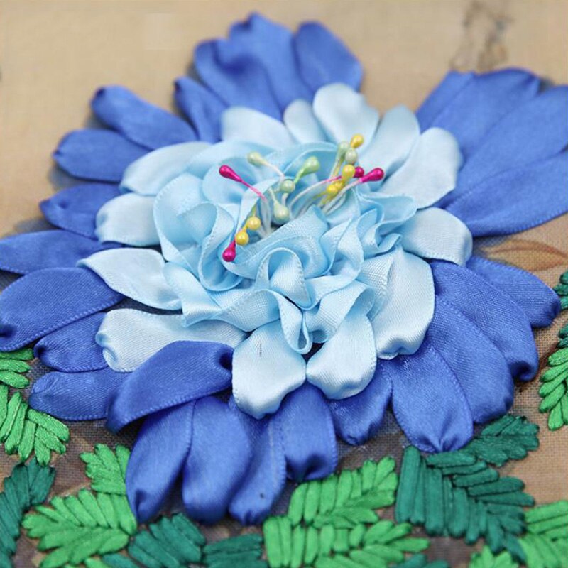 Romántico flor y mariposa sentimientos 3d Kit de punto de cruz sin terminar costura cinta bordado pintura decoración del hogar