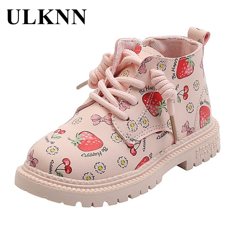 ULKNN Baby Mädchen Martin Stiefel Winter Leder Stiefel freundlicher Nette Rosa Schuhe Herbst lässig Gummi Sohle schuhe getragen