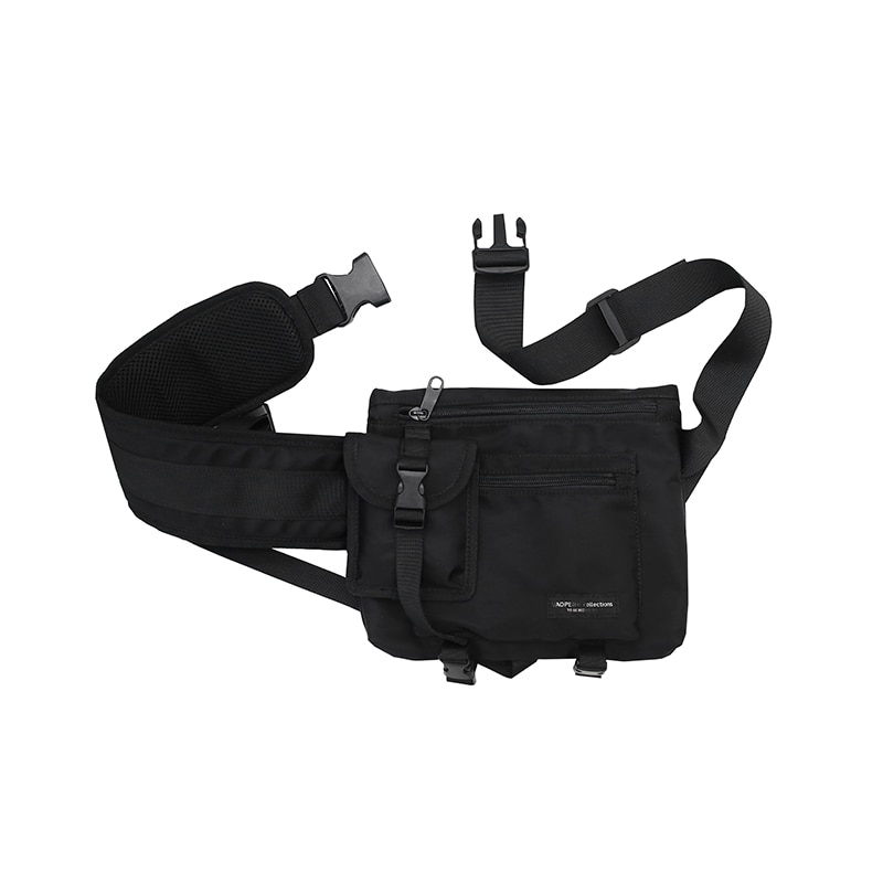 Multifunction Men Crossbody Bags Waterproof Nylon Chest Pack Hip Hop Style Black Messengers Shoulder Bag Streetwear