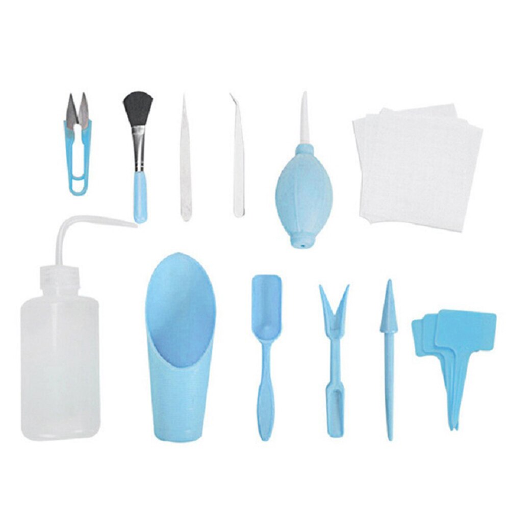 12 Pcs/Set Garden Planting Tools Set Succulent Transplant Seedling Tool Home Mini Garden Hand Tool Set Gardening Plant Care Kit: Sky Blue