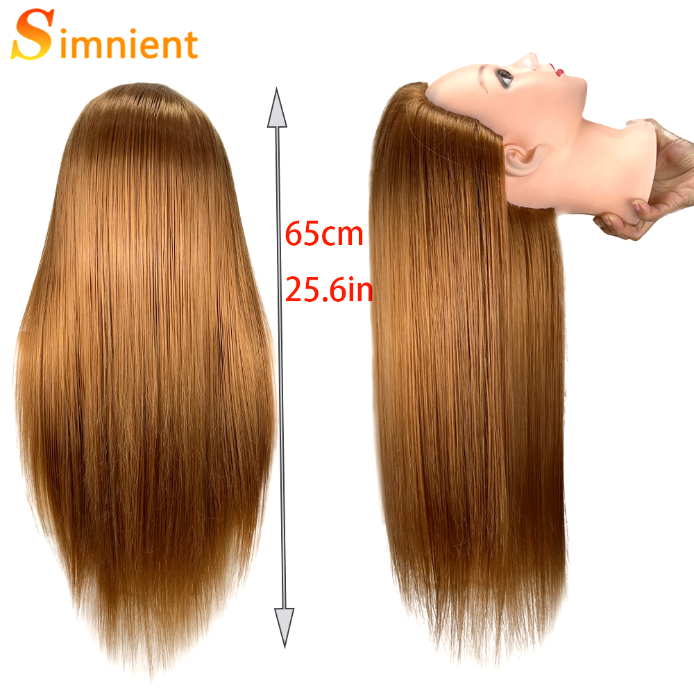 Female Mannequin Head With Synthetic Hair For Hair Training Styling Solon Hairdresser Dummy Doll Head For Practice Hairstyle