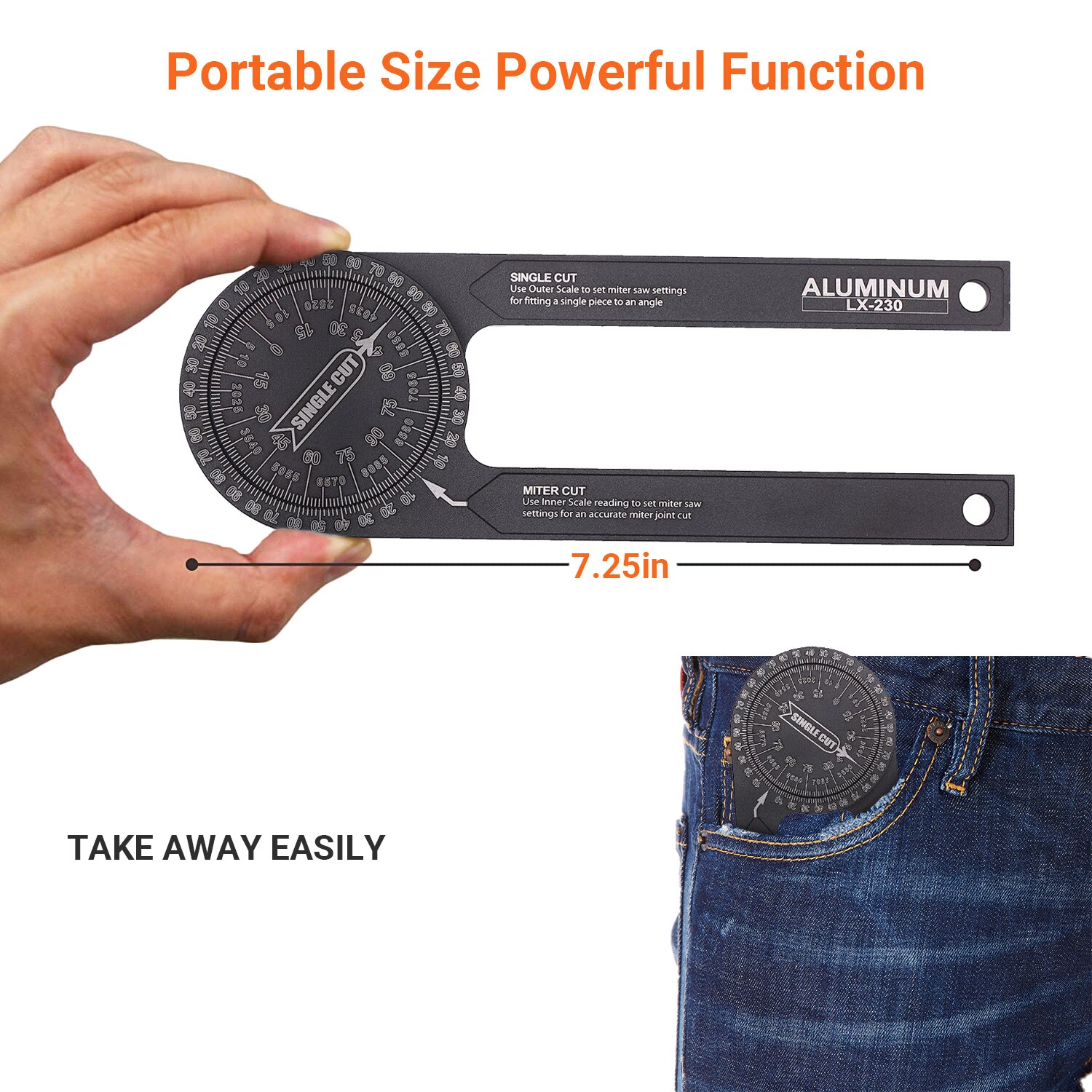 Miter Saw Protractor Angle Measuring Transfer Rule Angle Gauge for Carpenters Metric Ruler on Renovation Work Home Improvement