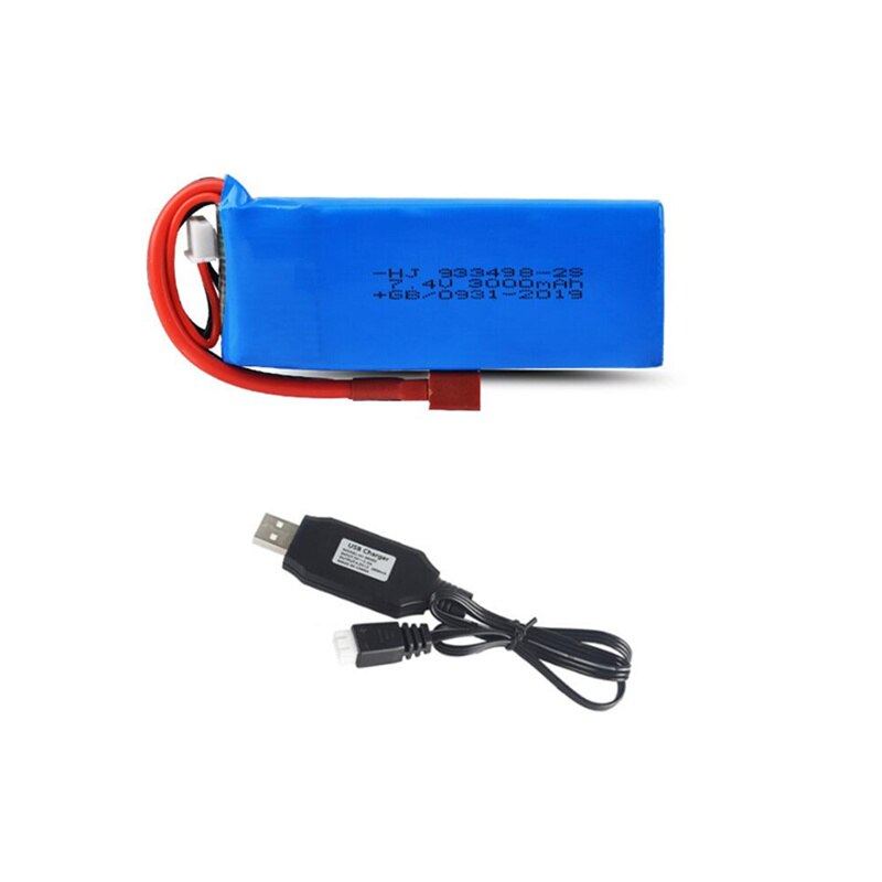 Wltoys 144001 Car 2s 7.4V 3000mAh Upgraded Lipo Battery T Plug For Wltoys 1/14 144001 RC Car Boat Lipo Battery Parts Upgraded: 1batteryusb