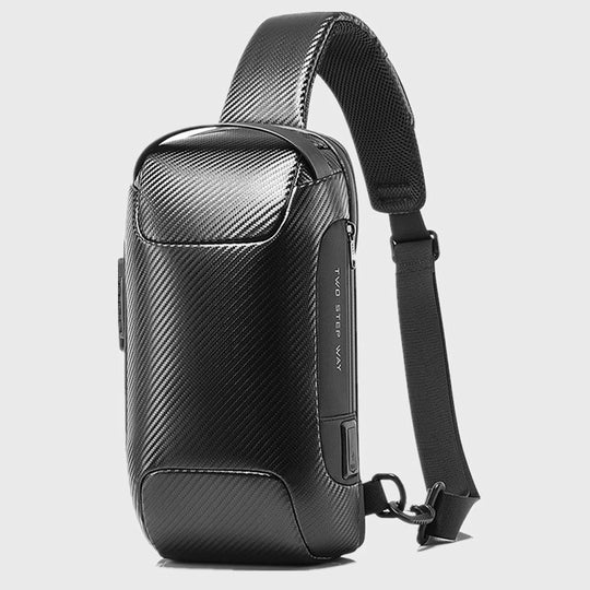 Upgrade Carbon Fiber Streamline Anti-Theft Sling Bag Multifunction Men Chest Bag Male Waterproof Messenger USB Crossbody Bag: Type A Carbon Black