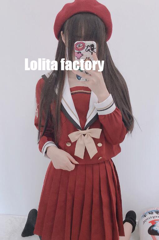 Traje de viento universitario de Japón, uniformes JK rojos del primer corazón de amor, falda, traje de marinero Kansai, uniforme escolar para estudiantes de manga larga, jkx118